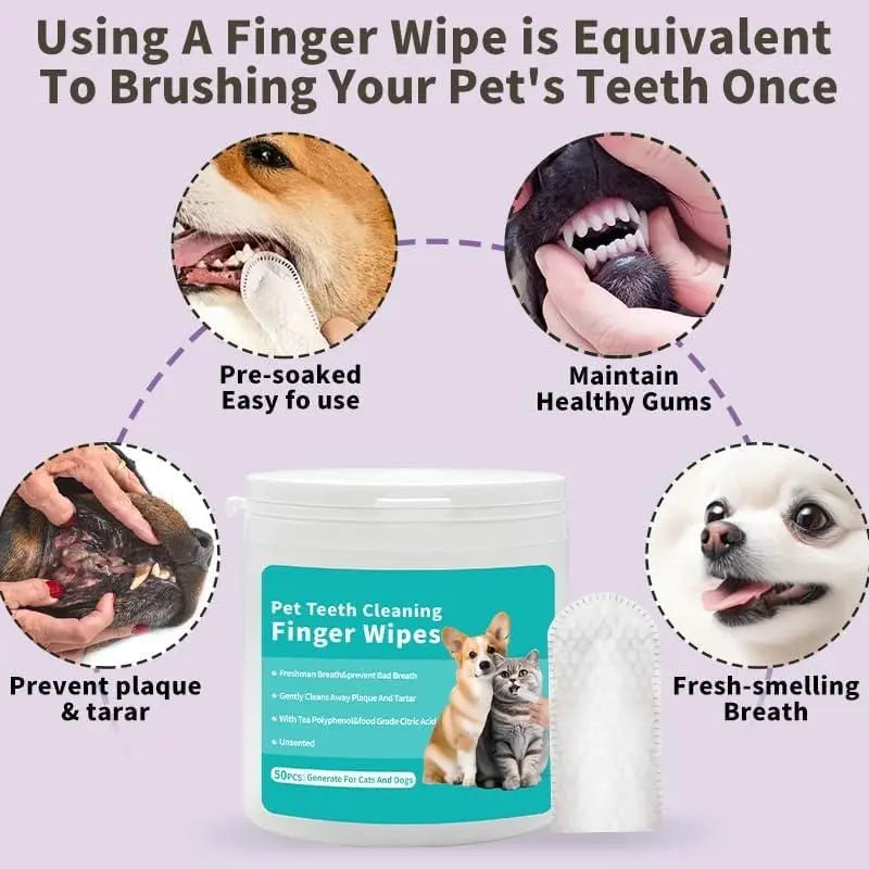 Disposable Dental Finger Wipes For Pets - CrazySuperStore