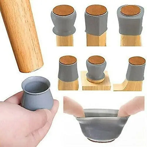 Silicone Chair Leg Protectors with Felt for Hardwood Floors (6PCS) - CrazySuperStore
